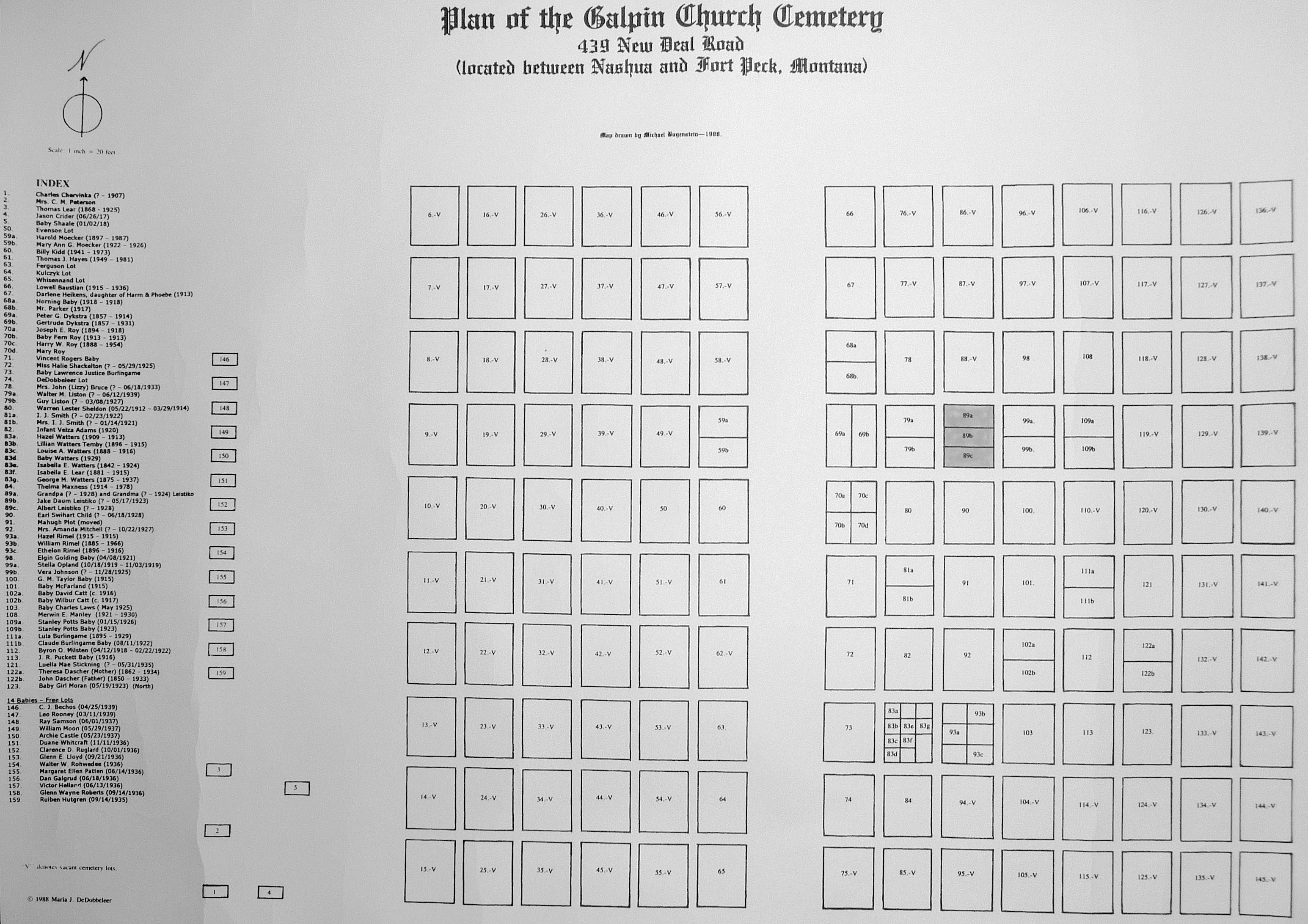 Plot map of the Galpin Church Cemetery