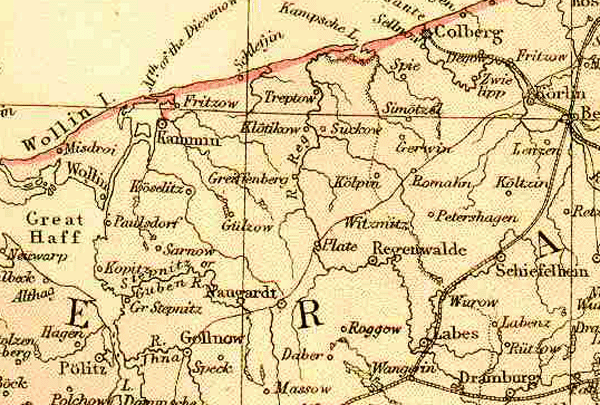 Area of Pomerania around Labenz - Circa 1882