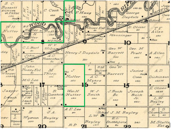 Nutter property in 1909 in Shelton Township