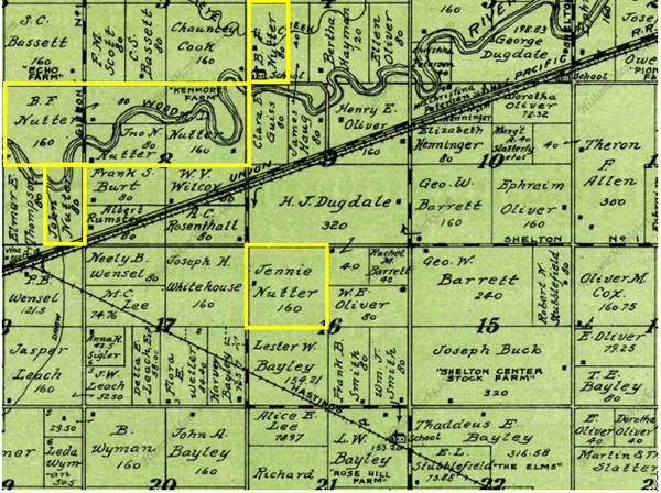 Nutter property in 1917 in Shelton Township