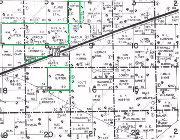 Nutter property in 1963 in Shelton Township