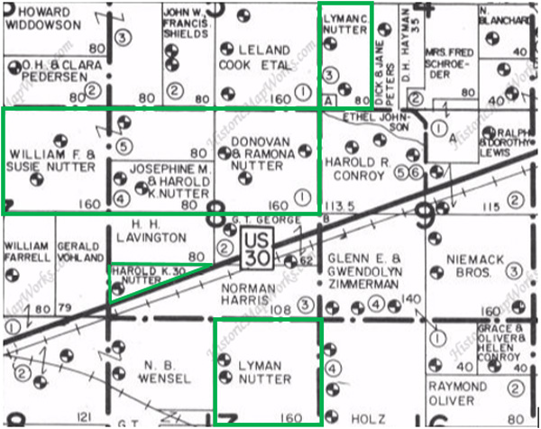 Nutter property in 1971 in Shelton Township