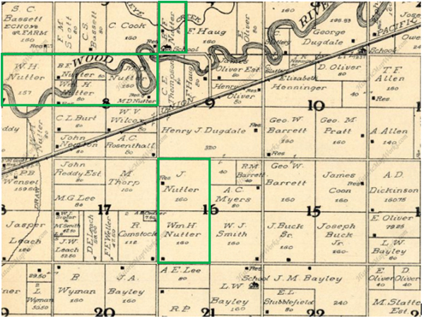 Nutter property in 1909 in Shelton Township