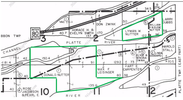 Nutter property in 1971 on Fort Farm Island in Platte Township