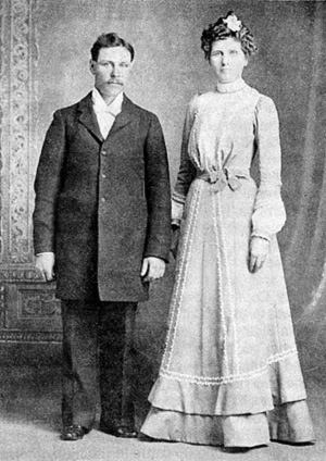 Wedding portrait of Russell and Arminta Adams