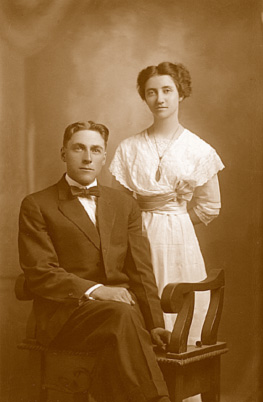 Wedding portrait of Russell Adams and Ruth VanDyke